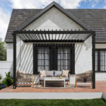Backyard Discovery Evanston 12 ft. x 10 ft. Wall Mounted Louvered Pergola with PowerPort - Image 2