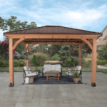 Backyard Discovery Barrington 14x10 Cedar Hardtop Gazebo with Galvanized Steel Roof & PowerPort - Image 2
