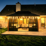 PURPLE LEAF 10x15 Aluminum Hardtop Solarium Gazebo with Galvanized Steel Roof & Sliding Doors