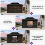 PURPLE LEAF 10x15 Aluminum Hardtop Solarium Gazebo with Galvanized Steel Roof & Sliding Doors - Image 2