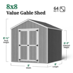 Little Cottage Co. 8x8 Value Gable Shed – Precut Wood Kit, No Floor - Image 3
