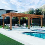 Backyard Discovery Beaumont 24 ft. x 12 ft. Cedar Wood Pergola with PowerPort