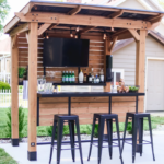 Backyard Discovery Cedar Springs Outdoor Bar with Cedar Wood Frame, Steel Roof & PowerPort