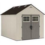 Suncast 8x10 Ft. Outdoor Storage Shed - Large Resin Outdoor Shed with Floor Included, Lockable Double Doors & Skylights. 547 Cu Ft Tremont Garden Resin Sheds for Lawn Tools, Riding Mowers, & Bikes