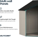 Suncast 8x10 Ft. Outdoor Storage Shed - Large Resin Outdoor Shed with Floor Included, Lockable Double Doors & Skylights. 547 Cu Ft Tremont Garden Resin Sheds for Lawn Tools, Riding Mowers, & Bikes - Image 4