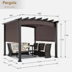 Patiojoy 10 X 10ft Patio Pergola Gazebo Sun Shade Shelter W/Retractable Canopy - Image 5