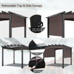 Patiojoy 10 X 10ft Patio Pergola Gazebo Sun Shade Shelter W/Retractable Canopy - Image 7