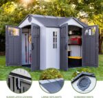 Lifetime Dual Entry Outdoor Storage Shed, 10x8 Ft, Gray, Resin Tool Shed with Double Doors, HDPE - Image 5