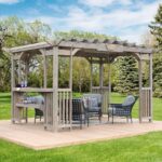 Yardistry 10x14 Madison Cedar Pergola with Removable Snap-on Sunshade, Timber Gray Wood Stain Visit the Yardistry Store