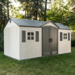 Lifetime Outdoor Storage Shed, 15x8 Ft, Desert Sand, Resin Backyard Tool Shed with Lockable Doors and UV-Protected Panels - Image 2