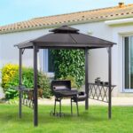 YWMLFZ Outside Porch Pergola Canopy W/ 6 Hooks for Utensils & Venting Roof，for Outdoor BBQ and Enjoy A Party - Image 2