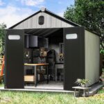 Domi 8x16 FT Outdoor Resin Storage Shed, All-Weather Double-Wall Storage Building with Lockable Doors and Ventilated Roof, Ideal for Lawn Tools, Bikes, Mowers, and Pool Equipment, Grey - Image 3