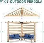 YWMLFZ 9x9 FT Solid Wood Pergola with Corner Seating and Table, Outdoor Patio with Cushioned Sofa - Image 4