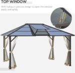 Hardtop Gazebo Aluminum Frame Pergola with Netting and Window,for Courtyard Garden, Iakeside,Grey - Image 5