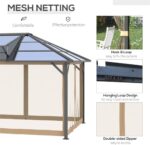 Hardtop Gazebo Aluminum Frame Pergola with Netting and Window,for Courtyard Garden, Iakeside,Grey - Image 6
