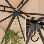 10 Ft. X Khaki Soft Top Steel Outdoor Patio Gazebo with Netting and Shelves, Metal Frame with for Lawn - Image 5