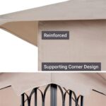 10 Ft. X Khaki Soft Top Steel Outdoor Patio Gazebo with Netting and Shelves, Metal Frame with for Lawn - Image 6