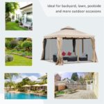 10' X 10' Two-Tier Outdoor Event Canopy Sunshade Gazebo Tent with Mesh Sidewalls - Image 2
