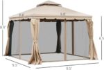 10' X 10' Two-Tier Outdoor Event Canopy Sunshade Gazebo Tent with Mesh Sidewalls - Image 3