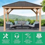 Yardistry 10 x 12 Meridian Cedar Wood Gazebo Pavilion for Patios, Decks, Garden, Backyard, Durable, Aluminum Roof - Image 9