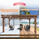 Veikous 14 ft. x 12 ft. Solid Cedar Wood Pergola - Image 2