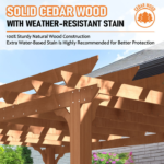 Veikous 14 ft. x 12 ft. Solid Cedar Wood Pergola - Image 3