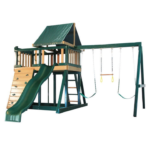 Congo Monkey Playsystem #1 with Swing Beam Outdoor Wooden Playset – Green & Sand