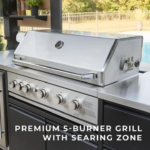 Backyard Discovery Fusion Flame 2 Outdoor Kitchen with 5-Burner Propane Grill, Pizza Oven & Refrigerator - Image 6