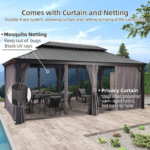 PURPLE LEAF 12 ft. x 20 ft. Hardtop Patio Gazebo with Built-In Drainage System – Gray