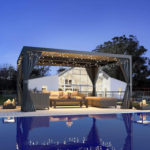 MELLCOM 10 ft. x 12 ft. Louvered Pergola with Adjustable Roof, Curtains & Mesh