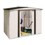 Arrow Newport 8' x 6' 2-Tone Eggshell & Coffee Galvanized Metal Shed with Sliding Lockable Doors