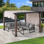Sunjoy 11 x 11 ft. Metal Pergola with Sliding Canopy & Solar LED Lights