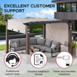 Sunjoy 11 x 11 ft. Metal Pergola with Sliding Canopy & Solar LED Lights - Image 3